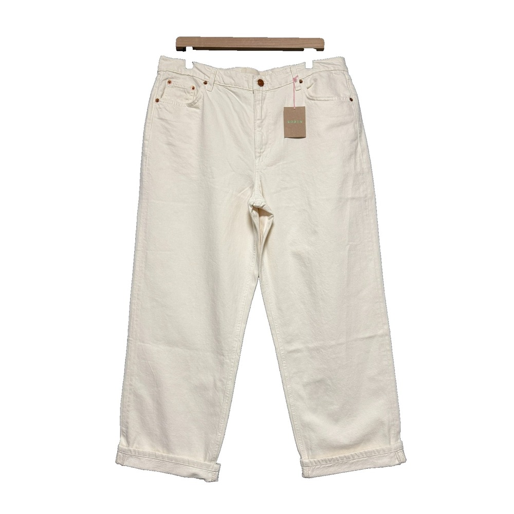 Boden Straight Leg Jeans Women 31 Ivory Mid Rise Preppy Minimalist Coastal NWT